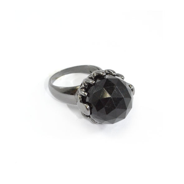 DARK SILVER WITH BLACK CRYSTAL RING - product image  