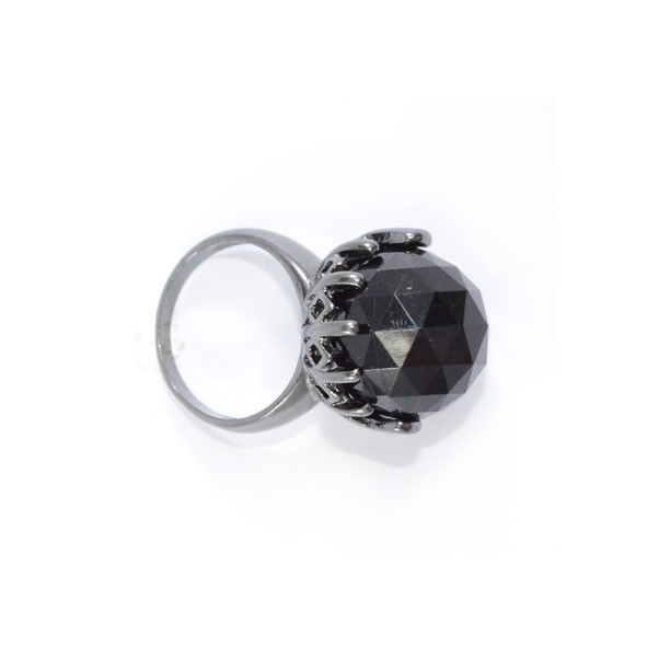 DARK SILVER WITH BLACK CRYSTAL RING - product image  