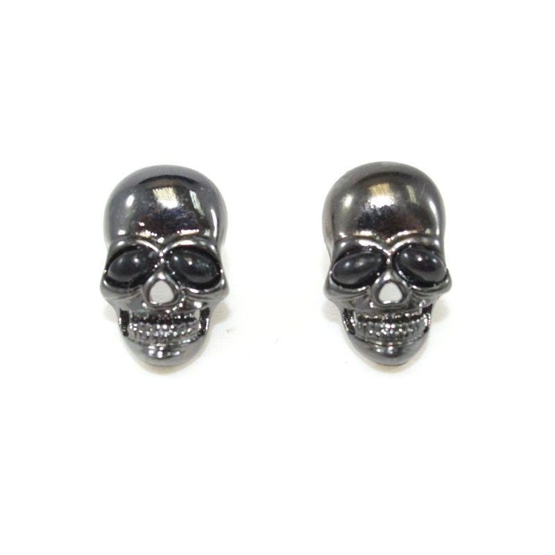 DARK SILVER SKULL HEAD EARRINGS - product image  