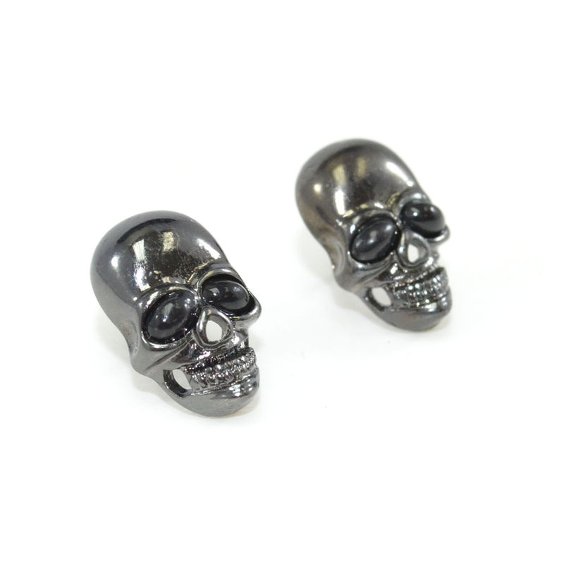 DARK SILVER SKULL HEAD EARRINGS - product image  