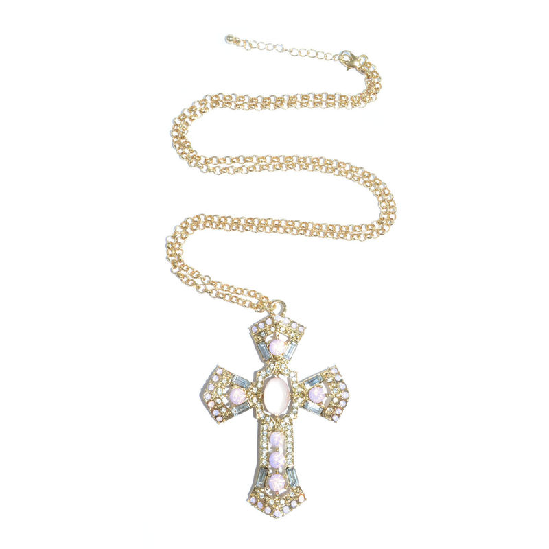 CRYSTALS DECOR CROSS PENDANT NECKLACE - product image  