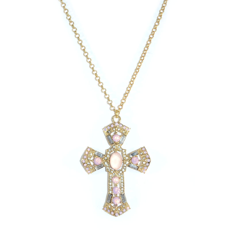 CRYSTALS DECOR CROSS PENDANT NECKLACE - product image  