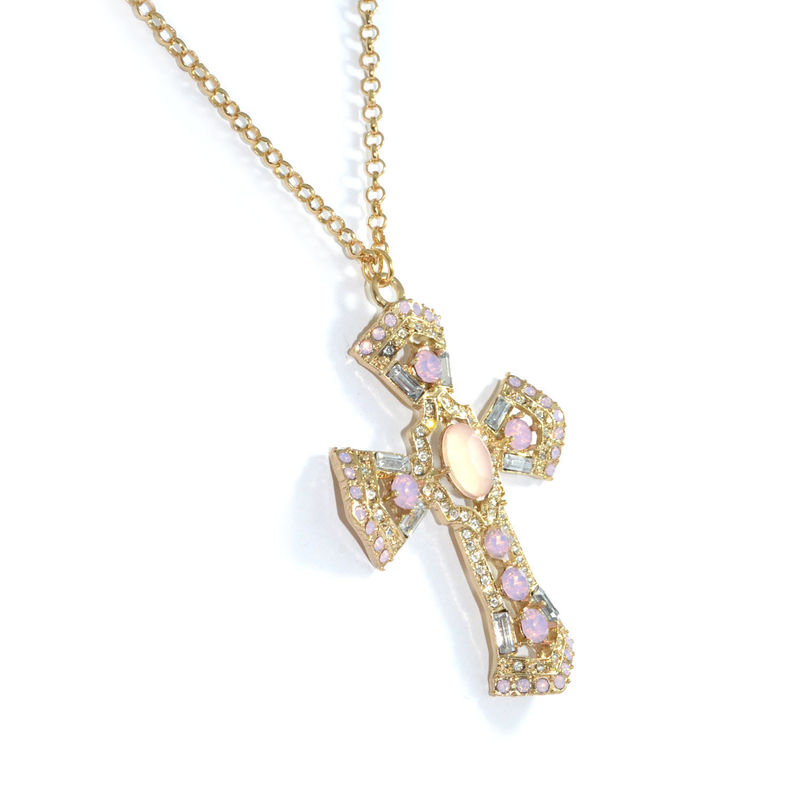 CRYSTALS DECOR CROSS PENDANT NECKLACE - product image  