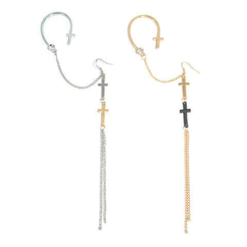 CRYSTAL,WITH,CROSSES,AND,CHAINS,EAR,CUFF