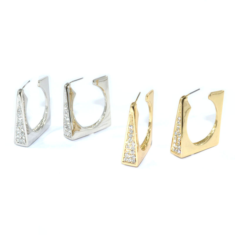 CRYSTAL METALLIC SQUARE EARRINGS - product image  