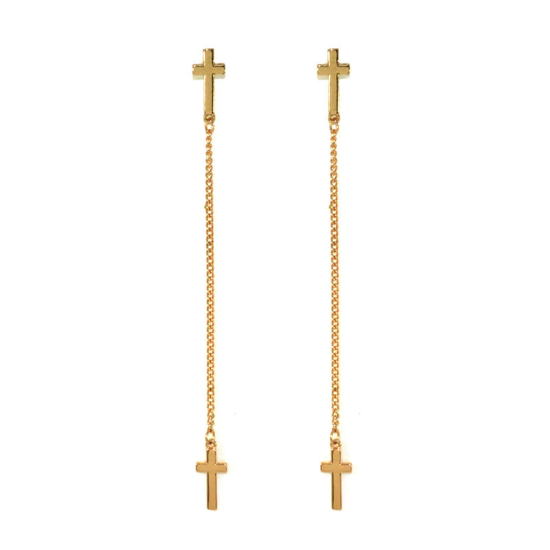 CROSS WITH CHAIN EARRINGS - product image  