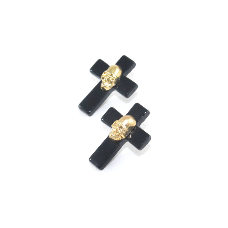 SHINY CROSS WITH SKULL DECOR EARRINGS - product image  
