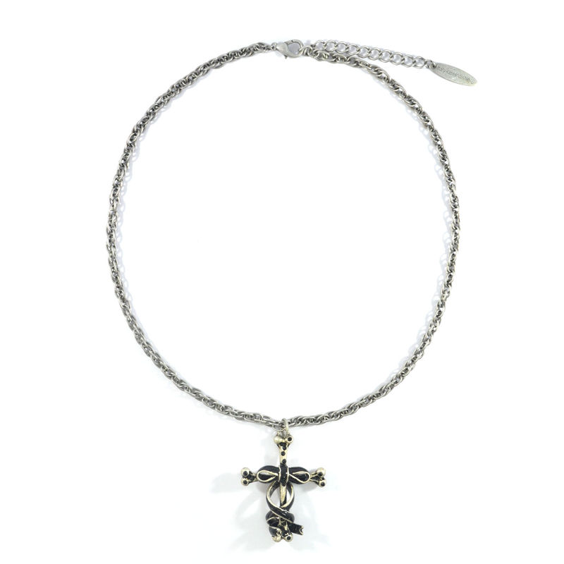 RIBBON WRAPPED CROSS PENDANT NECKLACE - product image  