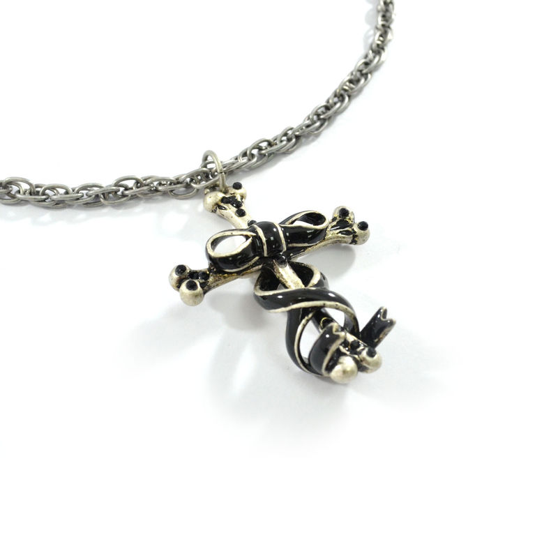 RIBBON WRAPPED CROSS PENDANT NECKLACE - product image  