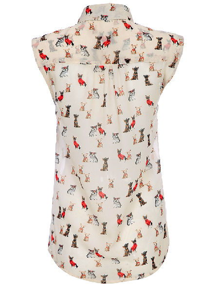 PUPPY PRINT SLEEVELESS BLOUSE - product image  