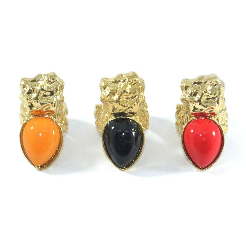 Gold Chocolate Wrap ALMOND DROP STONE CHARMING RING - product image  