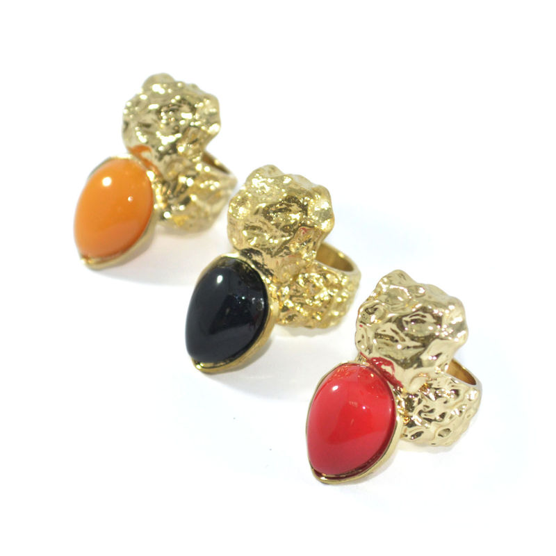 Gold Chocolate Wrap ALMOND DROP STONE CHARMING RING - product image  