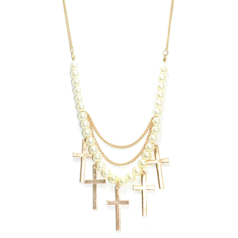 PEARLS WITH CROSSES PENDANT NECKLACE - product image  