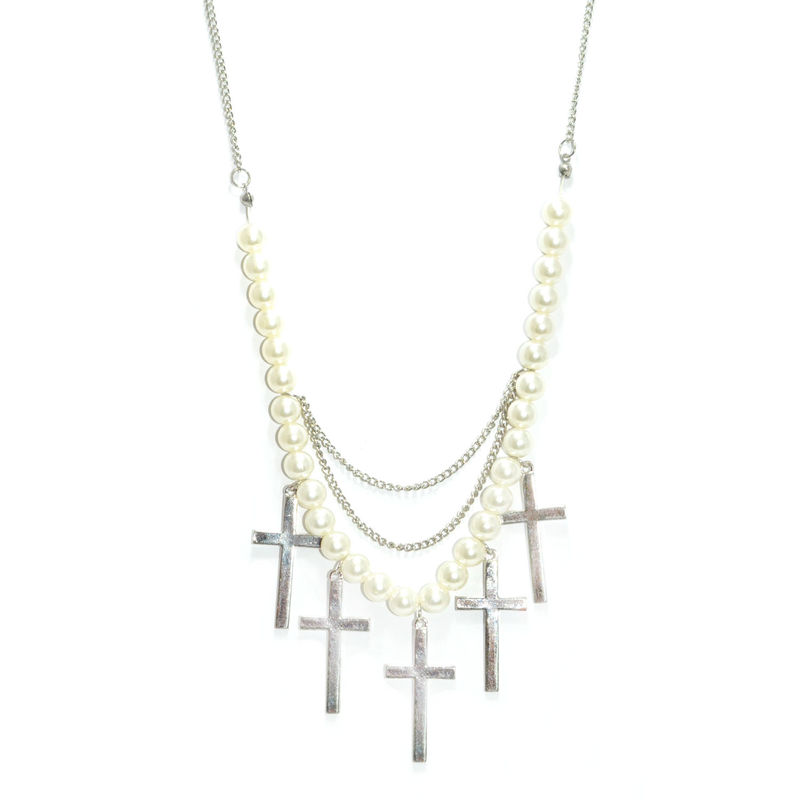 PEARLS WITH CROSSES PENDANT NECKLACE - product image  