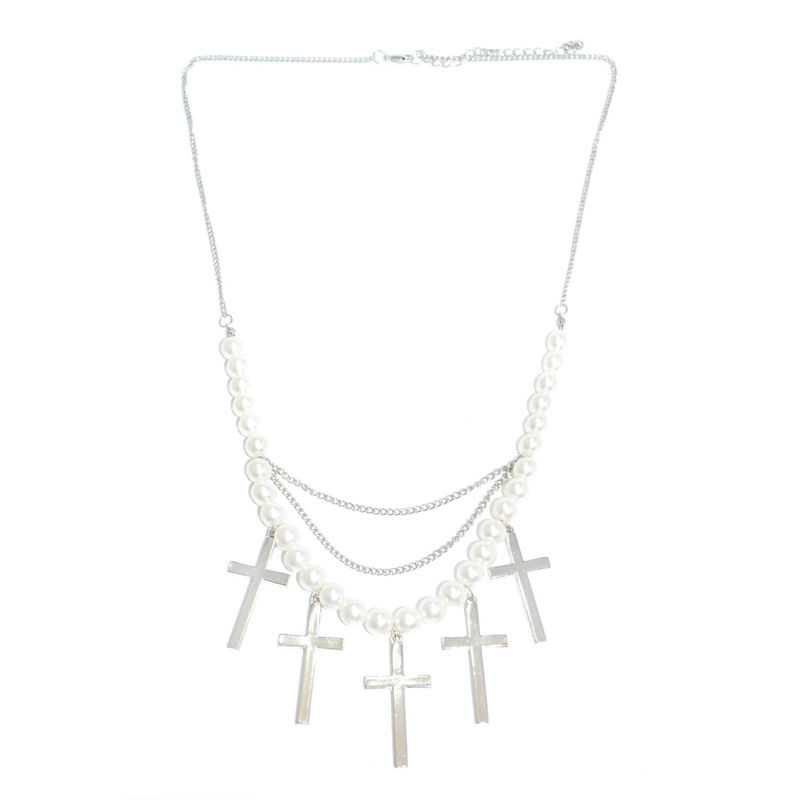 PEARLS WITH CROSSES PENDANT NECKLACE - product image  