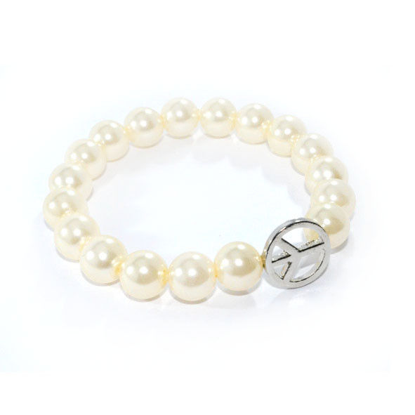 PEARL WITH PEACE LOGO ELASTIC BRACELET - product image  