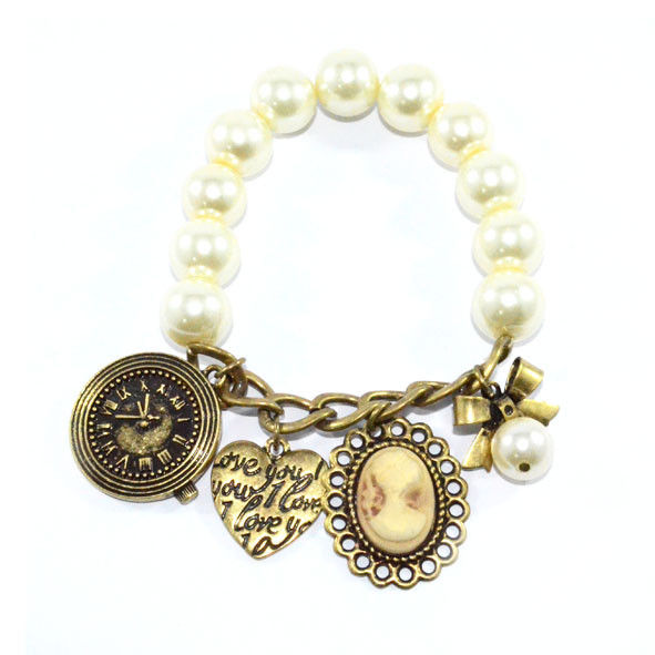 PEARL WITH MULTI PENDANTS ELASTIC BRACELET - product image  