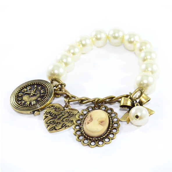 PEARL WITH MULTI PENDANTS ELASTIC BRACELET - product image  