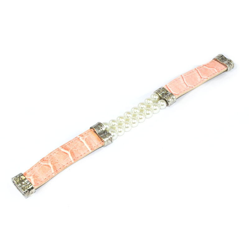 PEARL AND PINK FAUX LEATHER MAGNETIC BRACELET - product image  