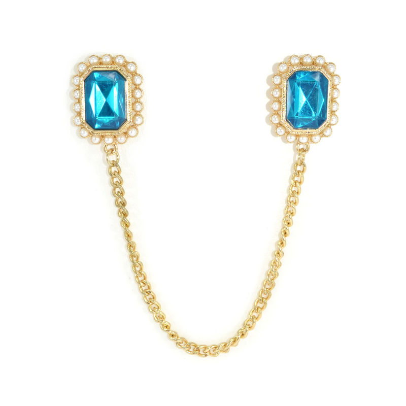 PEARL AND CRYSTAL GOLD CHAIN COLLAR NECKLACE - product image  