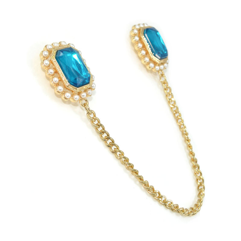 PEARL AND CRYSTAL GOLD CHAIN COLLAR NECKLACE - product image  