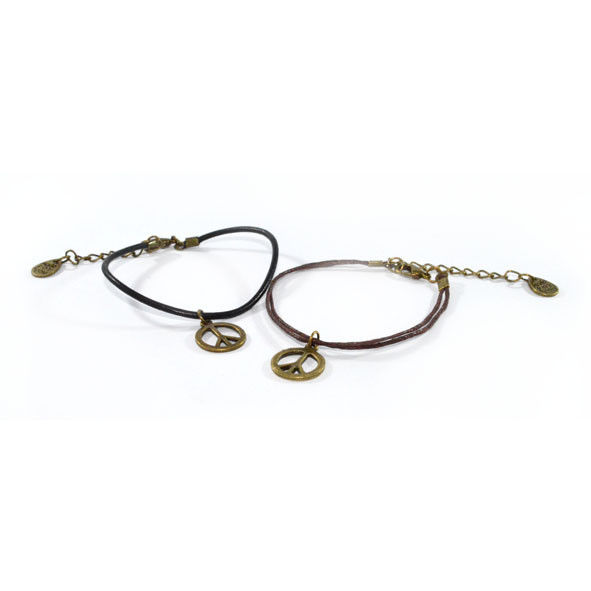 PEACE CHARM WITH LEATHER STRING BRACELET - product image  