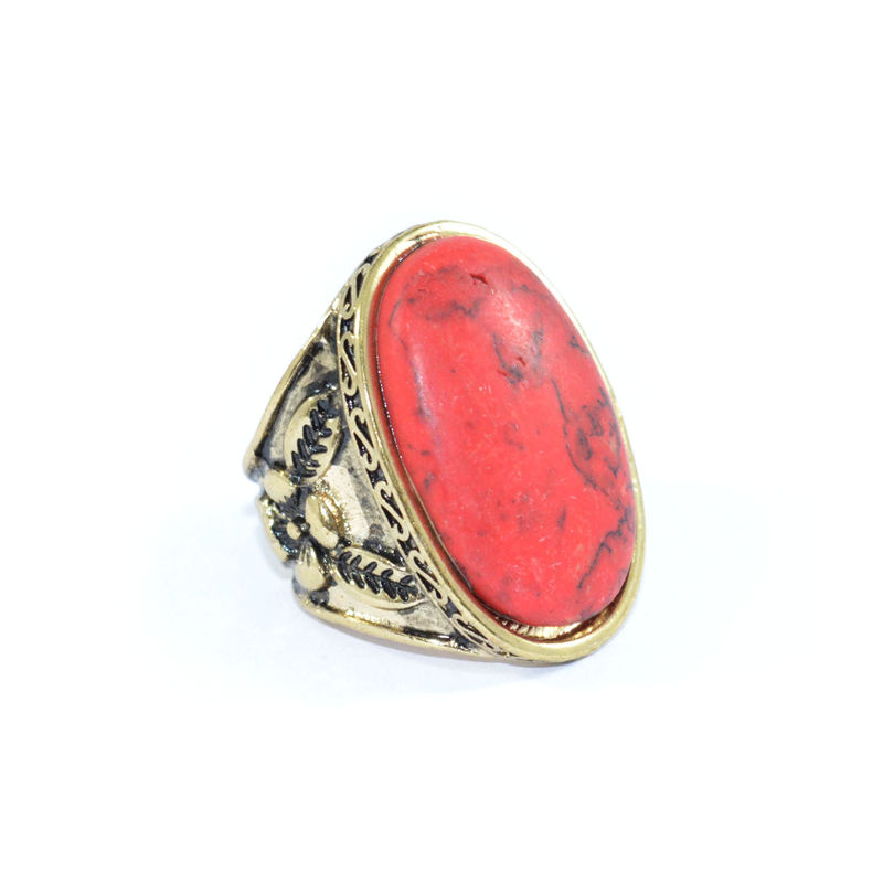 PATTERN EDGE WITH OVAL STONE RING - product image  