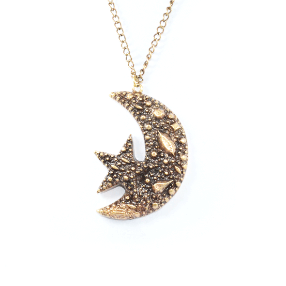 MOON AND STAR LONG CHAIN NECKLACE - product image  