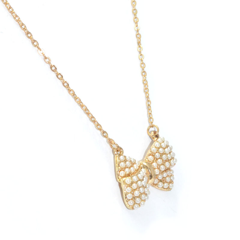MINI PEARLS DECOR BOW NECKLACE - product image  