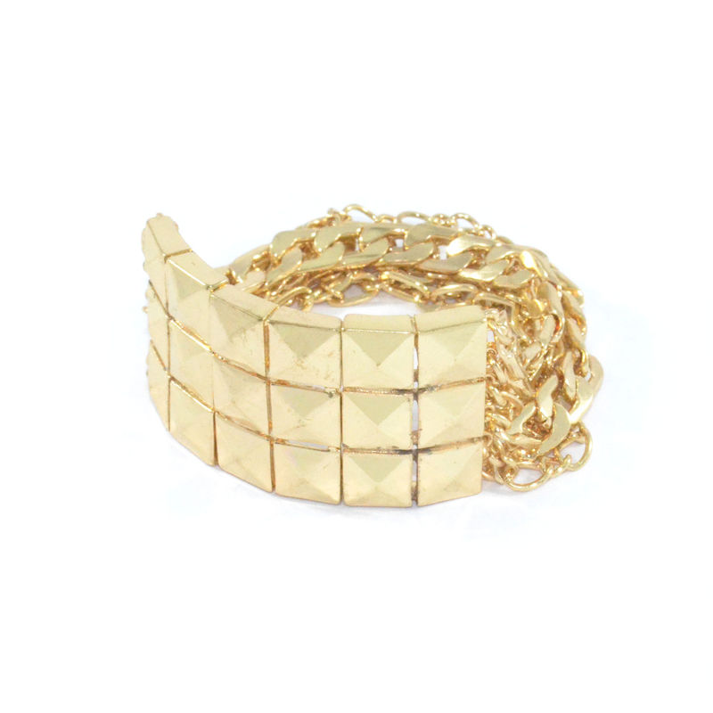METALLIC PYRAMID STUD PENDANT BRACELET - product image  