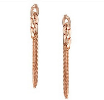 METALLIC CHAIN LINK WITH CHAIN TASSELS DROP EARRINGS - product image  