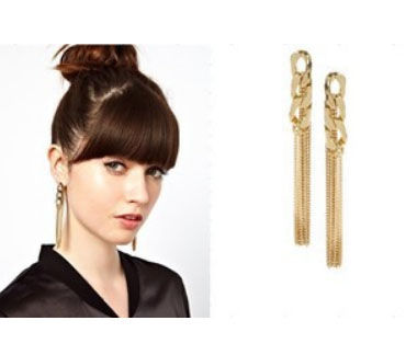 METALLIC CHAIN LINK WITH CHAIN TASSELS DROP EARRINGS - product image  