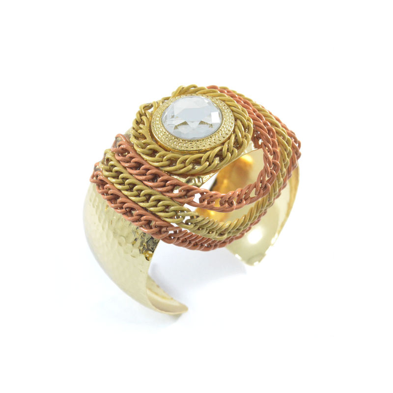 METALLIC CHAIN AND CRYSTAL DECOR BANGLE - product image  