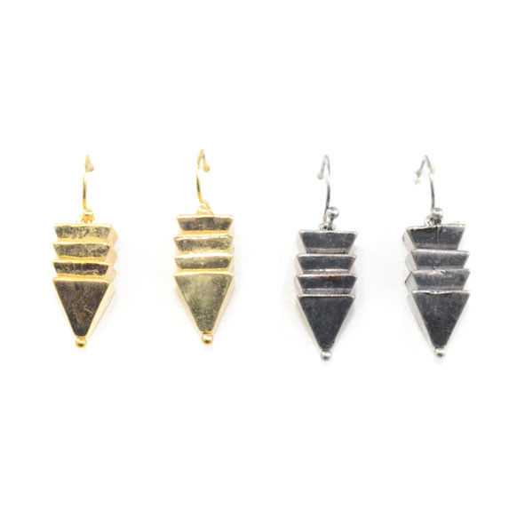 METAL TRIPLE PYRAMID DROP EARRINGS - product image  