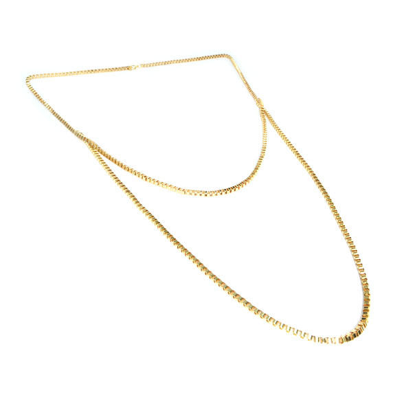 METAL TONE LONG CHAIN DOUBLE NECKLACE - product image  