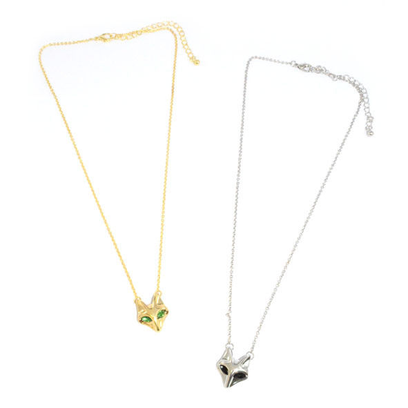 METAL TONE CRYSTAL EYES FOX NECKLACE - product image  