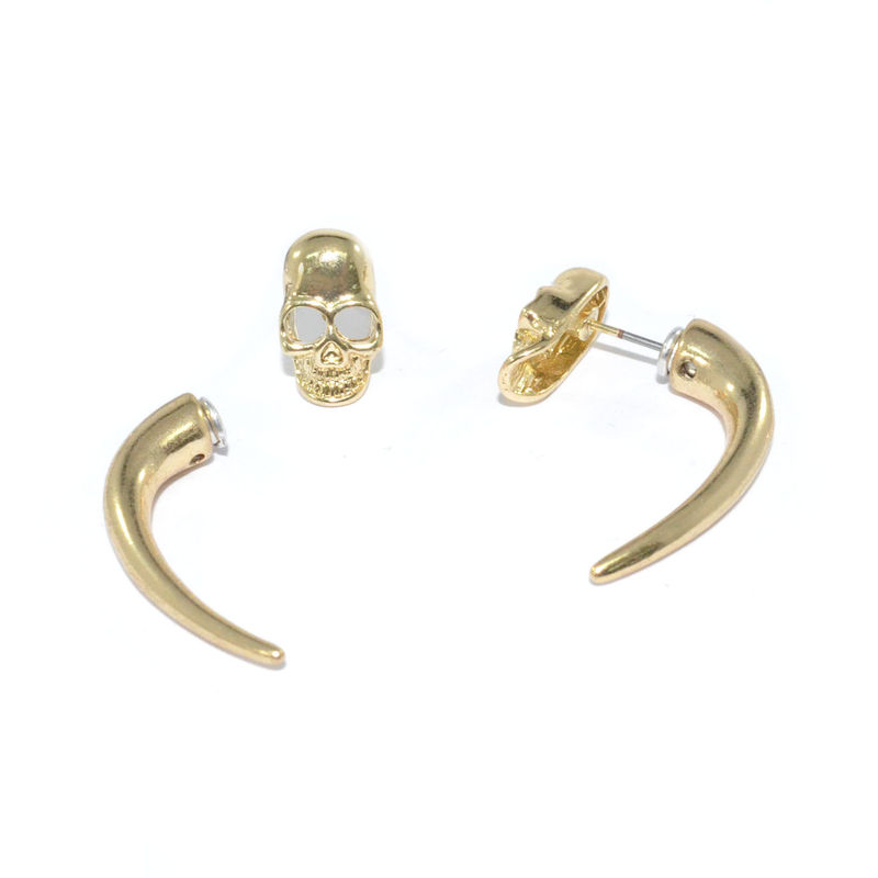 METAL SKULL WITH TUSK EARRINGS - product image  