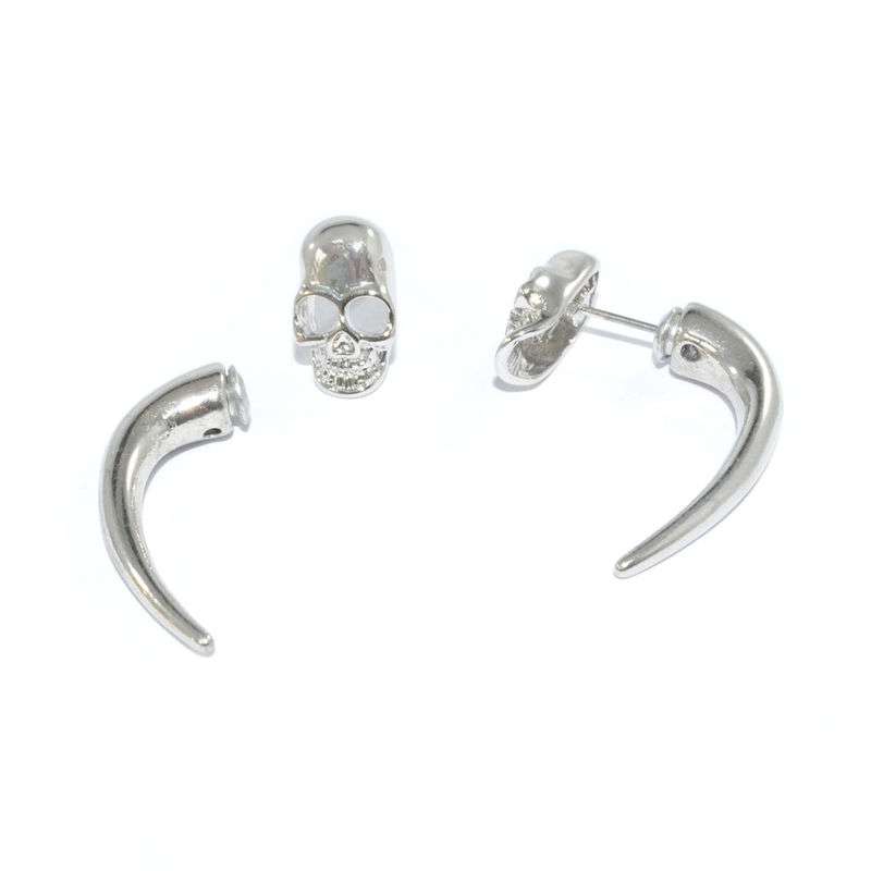 METAL SKULL WITH TUSK EARRINGS - product image  