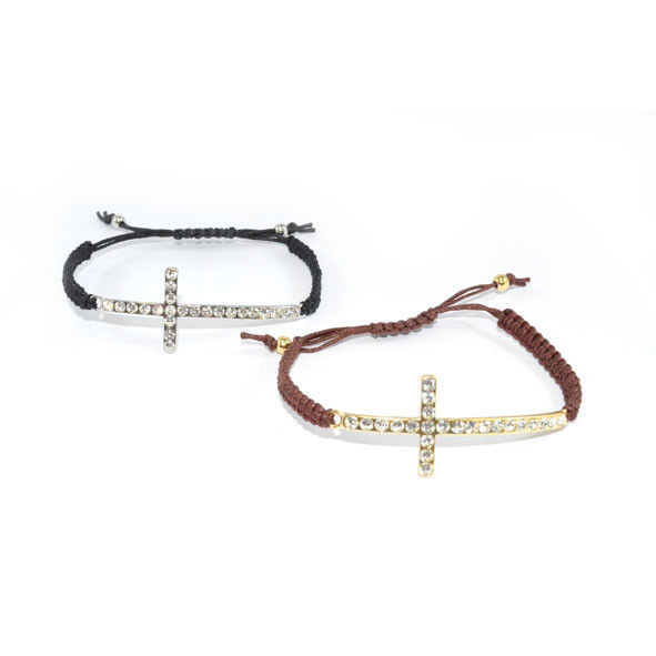 METAL CROSS WITH CRYSTALS ADJUSTABLE BRACELET - product image  
