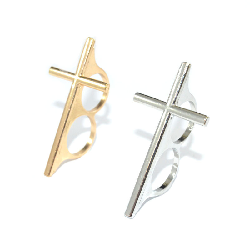 METAL CROSS DOUBLE RING - product image  
