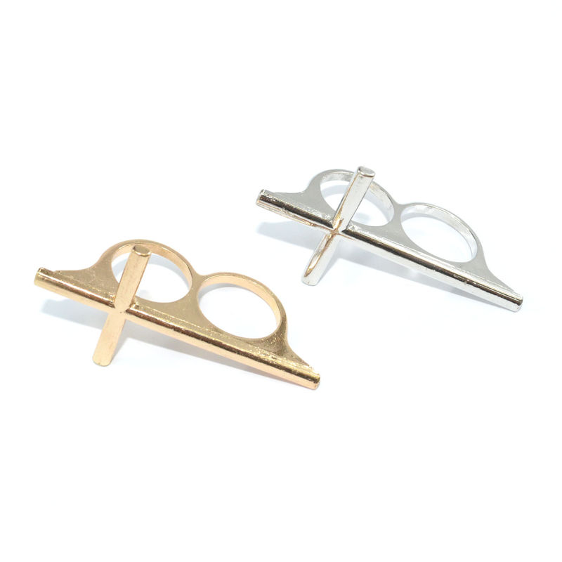 METAL CROSS DOUBLE RING - product image  