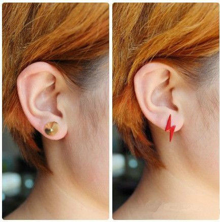 LIGHTNING AND SPIKE EAR STUD - product image  