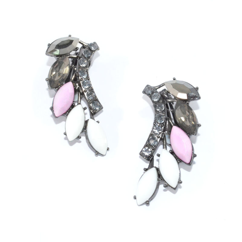 LEAF SHAPE CRYSTALS AND GEM EAR CLIP - product image  