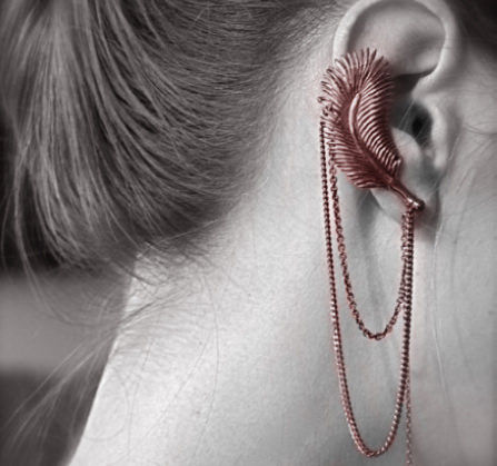 LEAF AND CHAIN EARRING - product image  