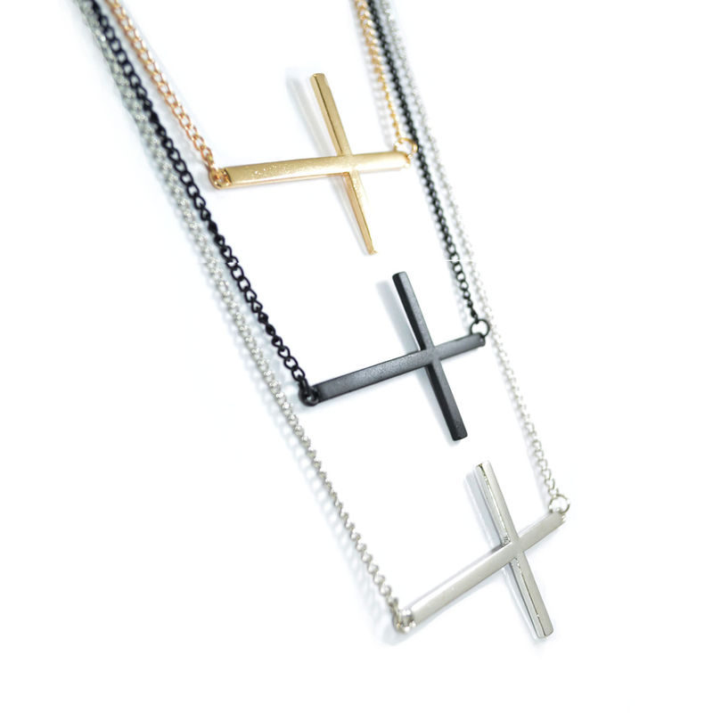 LARGE HORIZONTAL CROSS NECKLACE - product image  