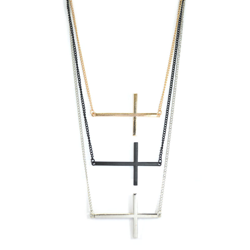 LARGE HORIZONTAL CROSS NECKLACE - product image  