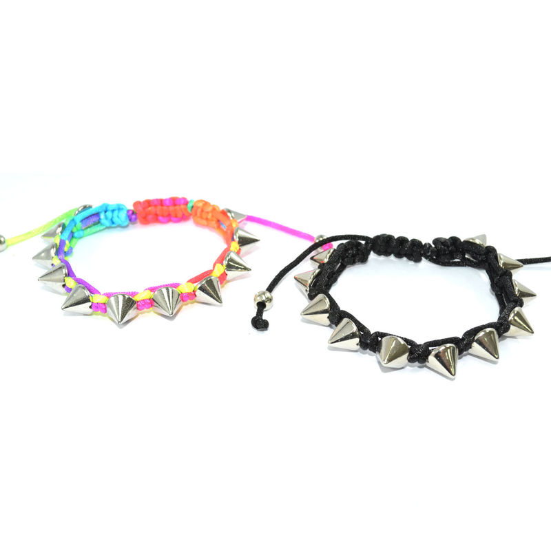 WOVEN STRING WITH CONICAL SPIKE BRACELET - product image  