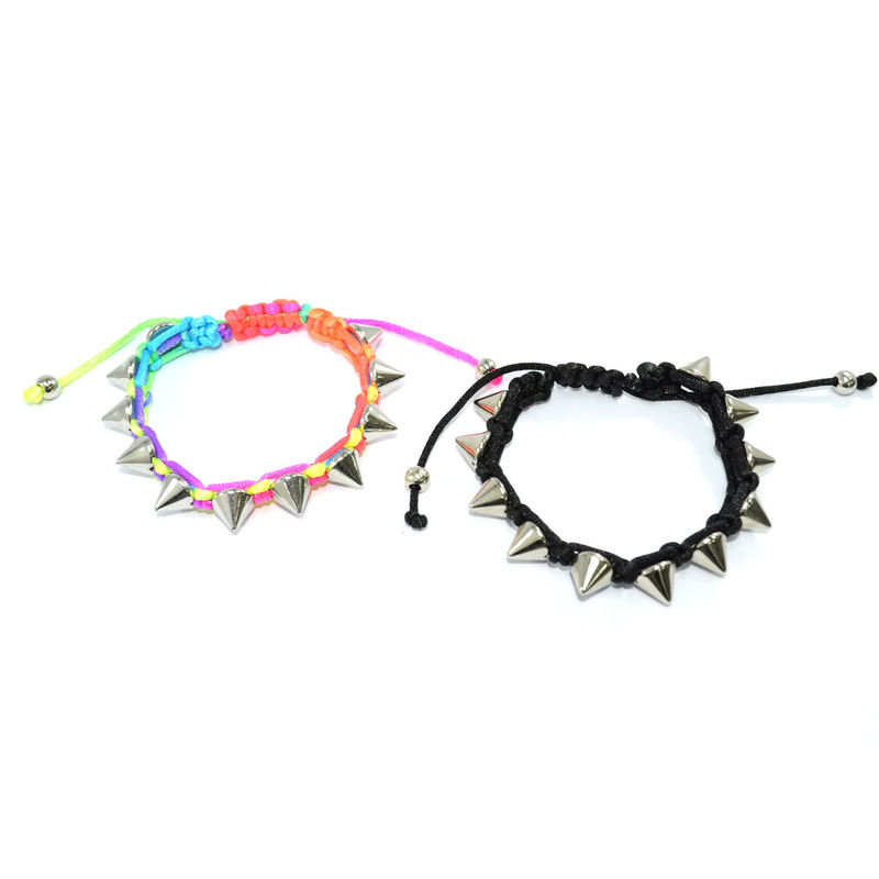 WOVEN STRING WITH CONICAL SPIKE BRACELET - product image  