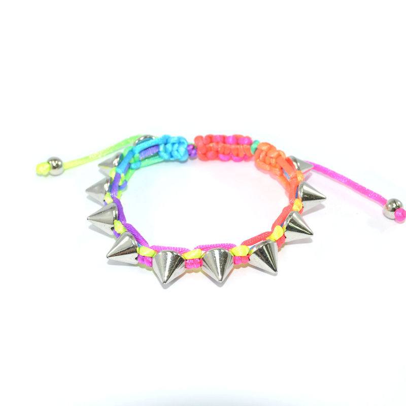 WOVEN STRING WITH CONICAL SPIKE BRACELET - product image  