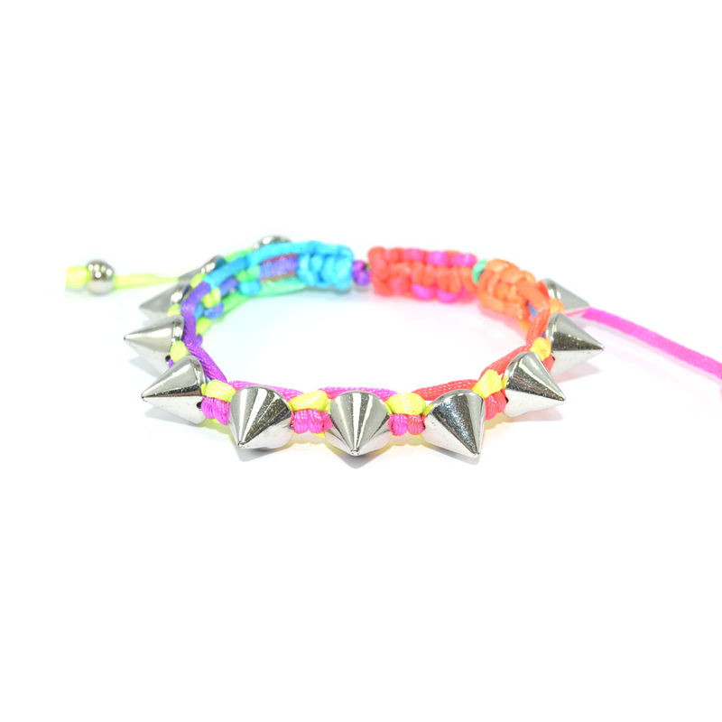 WOVEN STRING WITH CONICAL SPIKE BRACELET - product image  